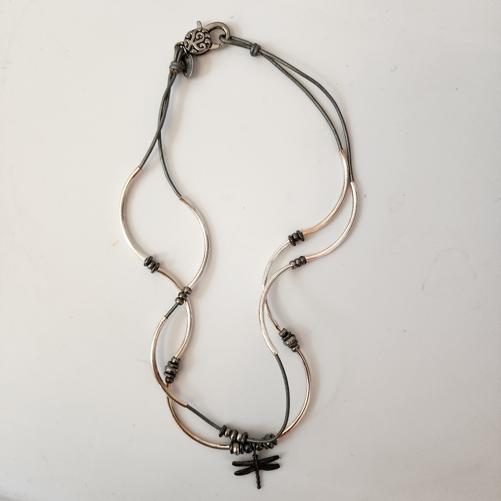 Lizzy James Artisan Convertible Dragonfly Necklace Anklet Bracelet, Mixed Metals